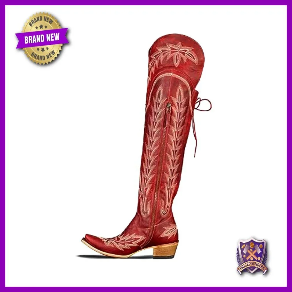 Over the Knee Cowboy Boots Adjustable Thigh High Cowgirl Western Boots